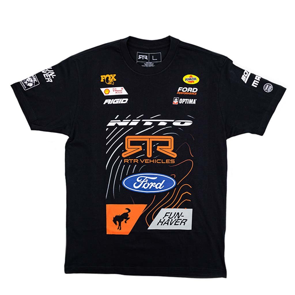 2025 Loren Healy RTR Vehicles Off-Road Team Shirt featuring a design inspired by his 2025 Ultra4 livery, showcasing RTR's off-road spirit, perfect for motorsport enthusiasts and RTR fans.