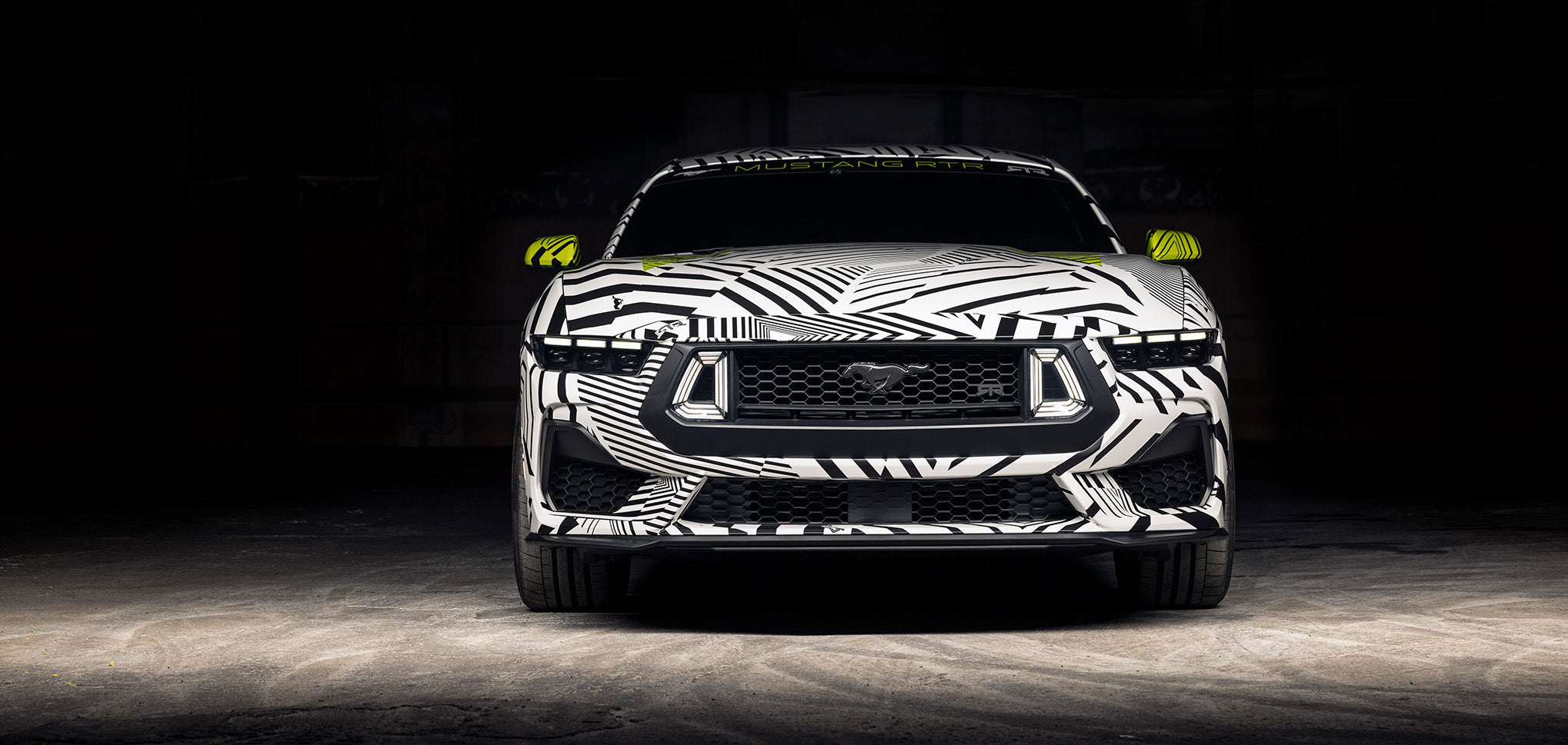 Front end view of the Mustang RTR unveiled by Ford Motor Company and RTR in dazzle camo