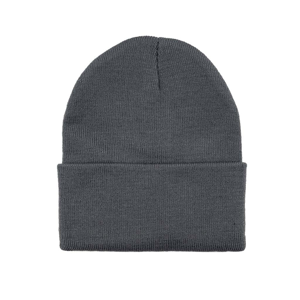 Grey knit RTR Beanie featuring a snug fit and the stitched RTR logo, designed for comfort and functionality, ideal for any casual or active setting.