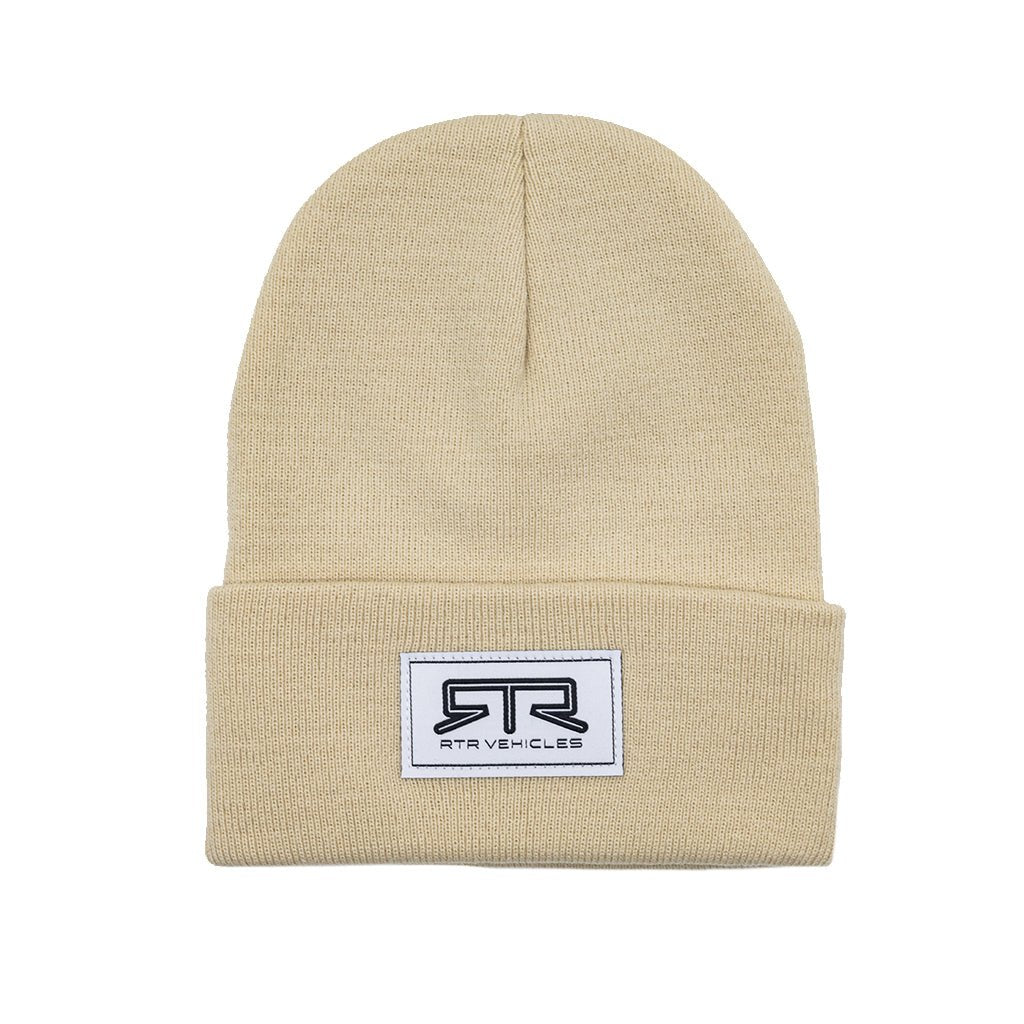 RTR Beanie with stitched white label, offering snug fit and comfort, perfect for embracing the RTR lifestyle with style and functionality.