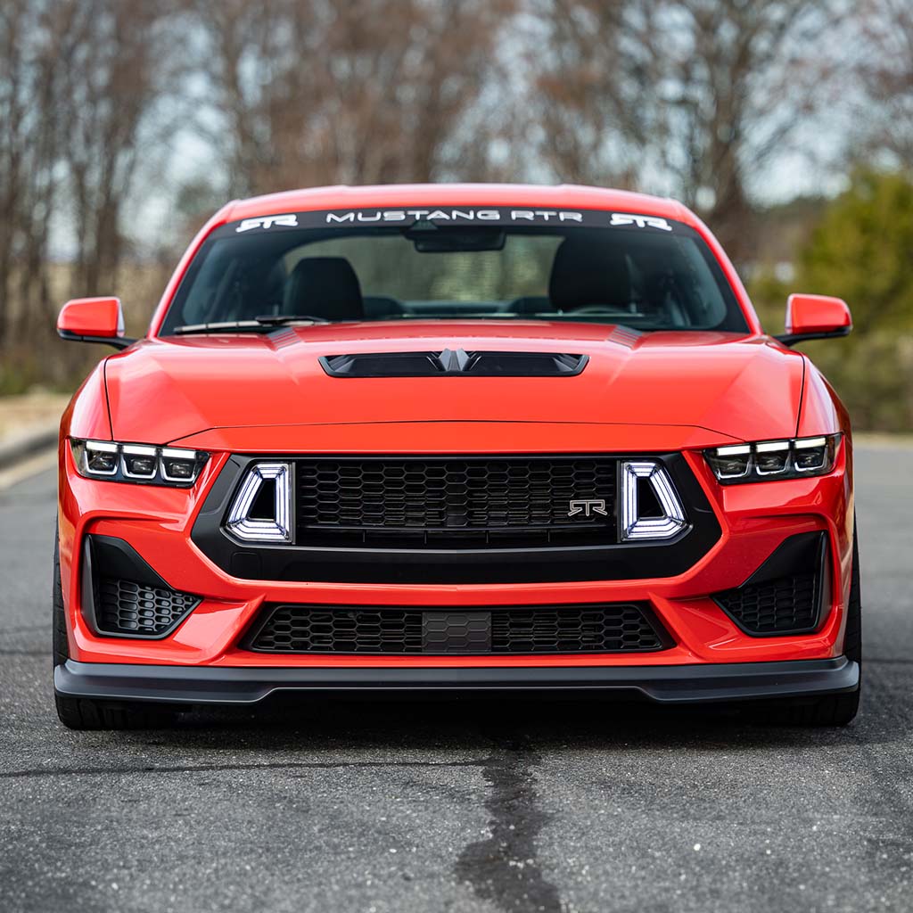 Front view of the Mustang RTR Spec 2 in race red